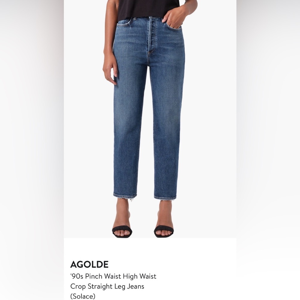 Agolde 90s Pinch Waist Crop Straight Jeans, size 26. Solace Wash